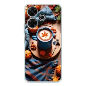 Чохол з принтом «Кава і гарбузики» для Xiaomi Redmi Note 14 SE 5G