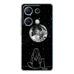 Чехол с рисунком кот на Xiaomi Redmi Note 14S (Девушка с котом)