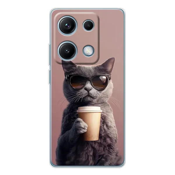 Чехол с принтом «Кот с кофе» для Xiaomi Redmi Note 14S Чехол с принтом «Кот с кофе» для Xiaomi Redmi Note 14S