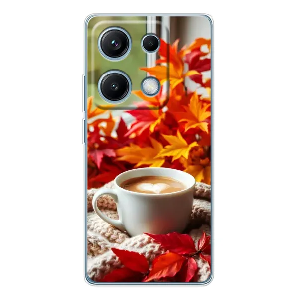 Чехол с принтом «Кофе и листья» для Xiaomi Redmi Note 14S