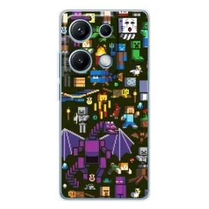 Чехол Майнкрафт на Xiaomi Redmi Note 14S (AlphaPrint) Minecraft (Коллаж Майнкрафт)
