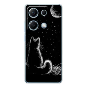 Чехол с принтом для Xiaomi Redmi Note 14S (AlphaPrint) Модные коты (Котик и луна)