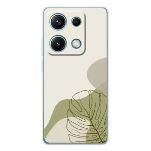 Силиконовый чехол с принтом в цветах на Xiaomi Redmi Note 14S (Зеленая монстера дизайн)