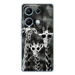 Силіконовий чохол з КАРТИНКАМИ літо для Xiaomi Redmi Note 14S (AlphaPrint) (Жирафи в окулярах)