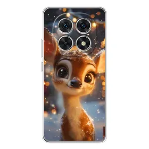 Яркий чехол для Xiaomi Redmi Note 15 5G с Зимними Оленятами (Олененок среди гирлянд)