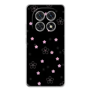 Чохол з розовим принтом для Xiaomi Redmi Note 15 5G (Рожеві квіти на чорному)