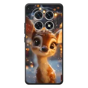 Яркий чехол для Xiaomi Redmi Note 15 с Зимними Оленятами (Олененок среди гирлянд)
