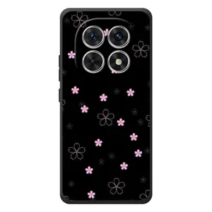 Чехол с розовым рисунком для Xiaomi Redmi Note 15 (Розовые цветы на черном)