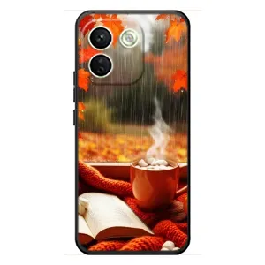 Чехол с уникальным дизайном «Осень с кофе» для Xiaomi Redmi Note 17 Pro Max (Кофе и дождь)