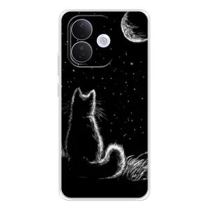 Чехол с принтом для Xiaomi Redmi Note 17 Pro (AlphaPrint) Модные коты (Котик и луна)
