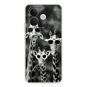 Силиконовый чехол с КАРТИНКАМИ лето для Xiaomi Redmi Note 17 Pro (AlphaPrint) (Жирафы в очках)