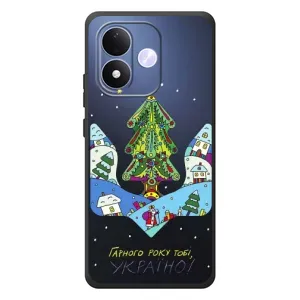 Зимні Чохли для Сяомі Редмі Ноут 17 - прозорий фон (Різдвяний герб)