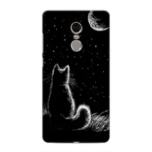 Чехол с принтом для Xiaomi Redmi Note 4 (AlphaPrint) Модные коты (Котик и луна)