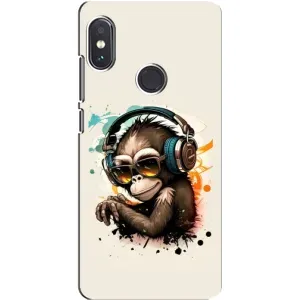 Чехол с Обезьянами Xiaomi Redmi Note 5 Pro - (AlphaPrint) (Макака в наушниках)