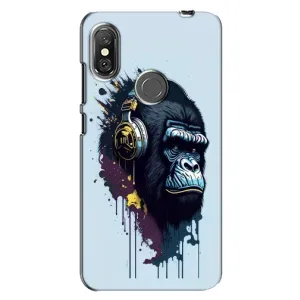 Чохол з Мавпами Xiaomi Redmi Note 6 Pro - (AlphaPrint) (Горила в навушниках)