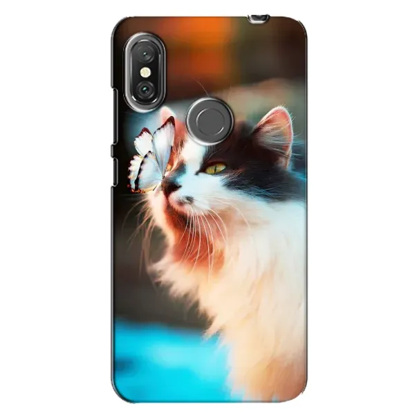 Чохол з принтом «Котик з метеликом» для Xiaomi Redmi Note 6 Pro