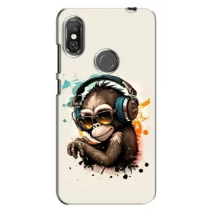 Чохол з Мавпами Xiaomi Redmi Note 6 Pro - (AlphaPrint) (Макака в навушниках)