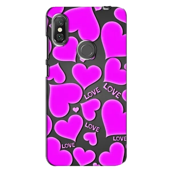 Чохол з принтом «Pink hearts» для Xiaomi Redmi Note 6 Pro