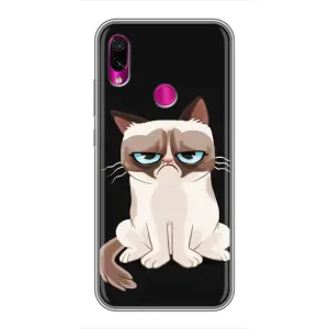 Чехол с принтом для Xiaomi Redmi Note 7 Pro (AlphaPrint) Модные коты (Грустный кот)