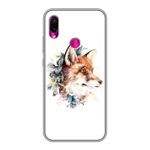 Чехлы с картинкой Лисички для Xiaomi Redmi Note 7 Pro (VPrint) (Лисичка в цветочках)