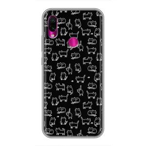 Чехол с принтом для Xiaomi Redmi Note 7 Pro (AlphaPrint) Модные коты (Меленькие котики)