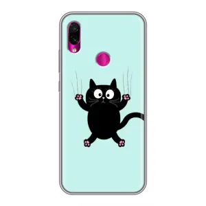 Чехол с принтом для Xiaomi Redmi Note 7 Pro (AlphaPrint) Модные коты (Падающий кот)