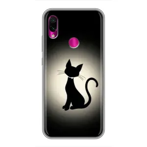Чехол с принтом для Xiaomi Redmi Note 7 Pro (AlphaPrint) Модные коты (Силуэт котика)