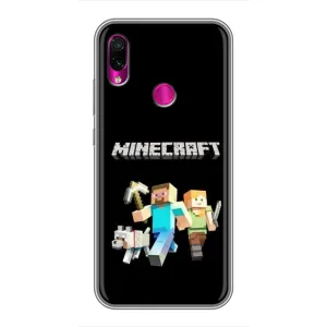 Чехол Майнкрафт на Xiaomi Redmi Note 7 (AlphaPrint) Minecraft (герои Minecraft)