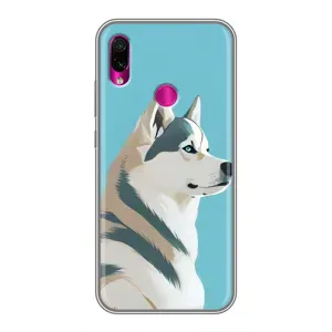 Чехол с Хаски для Xiaomi Redmi Note 7 - (AlphaPrint) (Хаски арт)