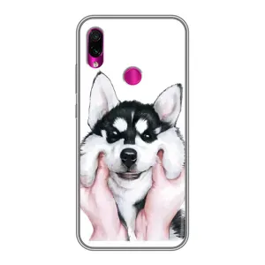 Чехол с Хаски для Xiaomi Redmi Note 7 - (AlphaPrint) (Хаски улыбака)