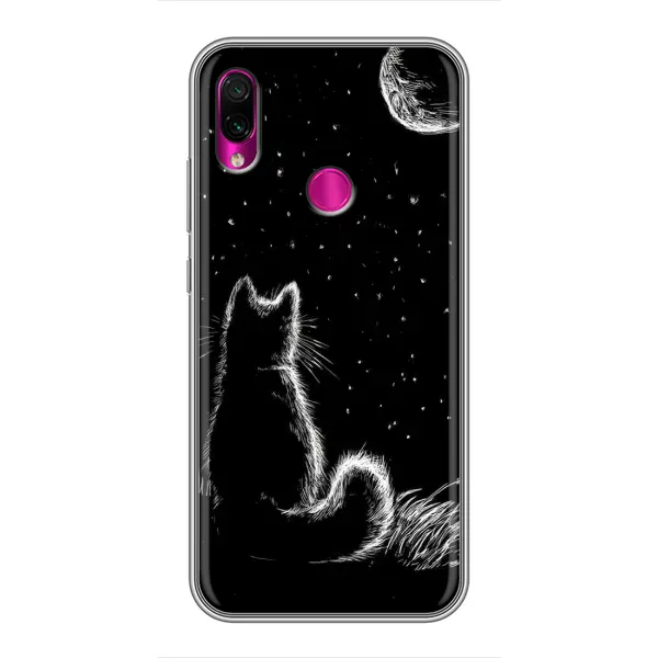Чохол з принтом «Котик і місяць» для Xiaomi Redmi Note 7