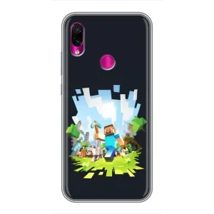 Чехол Майнкрафт на Xiaomi Redmi Note 7 (AlphaPrint) Minecraft (персонажи Minecraft)