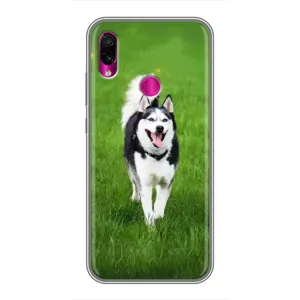 Чехол с Хаски для Xiaomi Redmi Note 7 - (AlphaPrint) (Радостный Хаски)