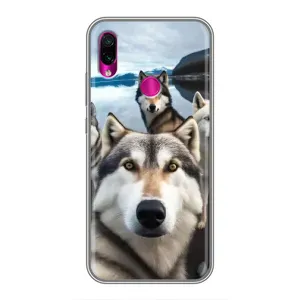 Чехол с Хаски для Xiaomi Redmi Note 7 - (AlphaPrint) (Селфи ХАски)