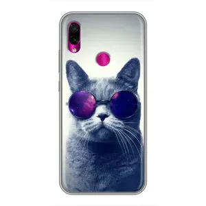 Чохол з принтом для Xiaomi Redmi Note 7 (AlphaPrint) Модні коти (Стильний кіт)