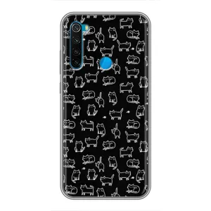 Чехол с принтом для Xiaomi Redmi Note 8 (AlphaPrint) Модные коты (Меленькие котики)
