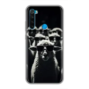 Чехол с принтом стильные животные для Сяоми Редми Ноут 8 (Овечка в очках)