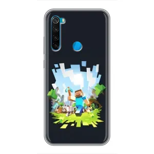 Чехол Майнкрафт на Xiaomi Redmi Note 8 (AlphaPrint) Minecraft (персонажи Minecraft)