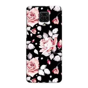 Чохли з квітами для Xiaomi Redmi Note 9 Pro (VPrint) (Квіти на чорному)