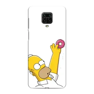 Чехол с Симпсонами для Xiaomi Redmi Note 9 Pro (VPrint) (Гомер с пончиком)