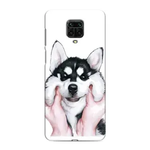 Чохол з Хаскі Xiaomi Redmi Note 9 Pro - (AlphaPrint) (Хаскі улибака)