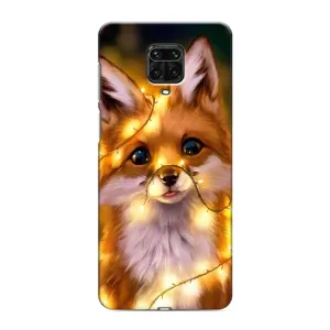 Чехлы с картинкой Лисички для Xiaomi Redmi Note 9 Pro (VPrint) (Лисичка в гирляндах)