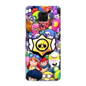 Чехол для Xiaomi Redmi Note 9 Pro Бравл Старс (VPrint) (Лого Brawl Stars)