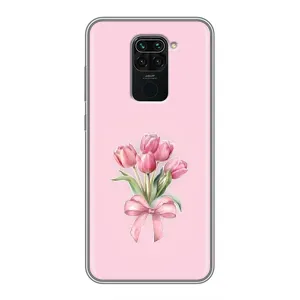 Чехол с розовым рисунком для Xiaomi Redmi Note 9 (Букет цветов)