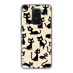 Чехол с рисунком кот на Xiaomi Redmi Note 9 (Черные коты)