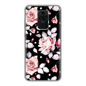 Чохли з квітами для Xiaomi Redmi Note 9 (VPrint) (Квіти на чорному)