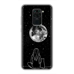Чехол с рисунком кот на Xiaomi Redmi Note 9 (Девушка с котом)
