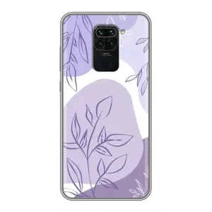 Силконовий чохол з принтом в квітах на Xiaomi Redmi Note 9 (Фіолетове листя абстракція)