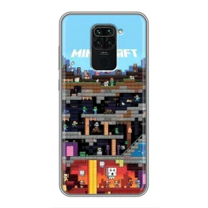 Чехол Майнкрафт на Xiaomi Redmi Note 9 (AlphaPrint) Minecraft (фон Minecraft)