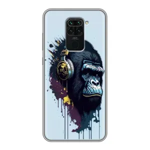 Чохол з Мавпами Xiaomi Redmi Note 9 - (AlphaPrint) (Горила в навушниках)